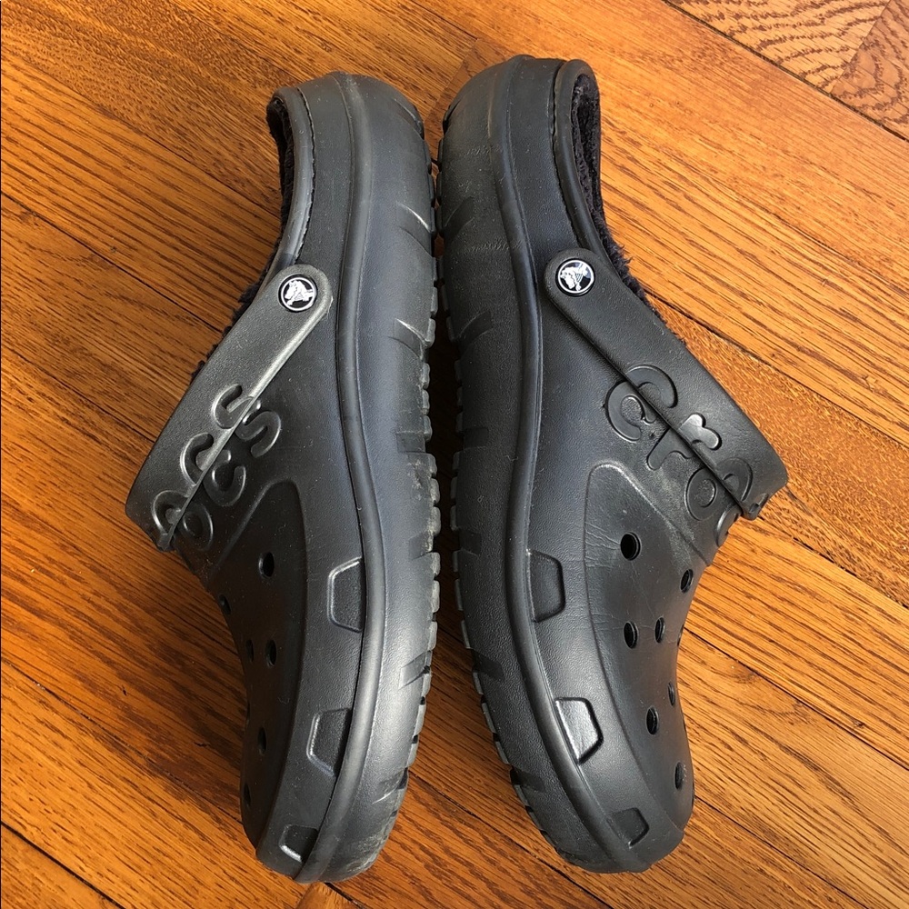 CROCS Men’s Black Lined Slip-on Clogs Size 12 - Picture 4 of 6